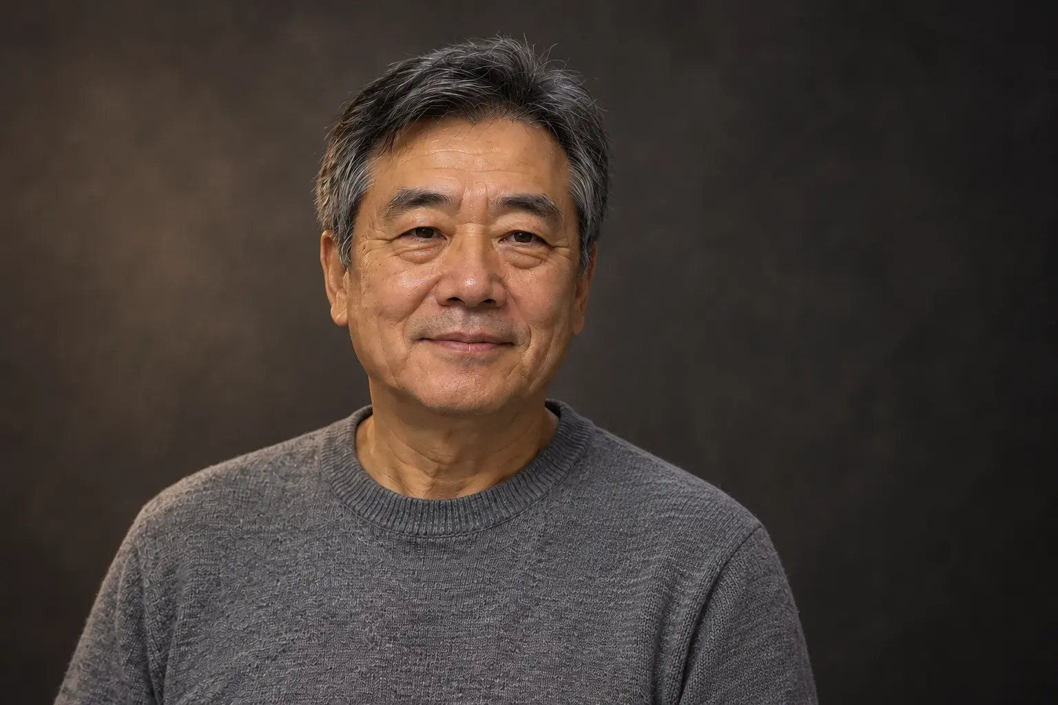 Older man in a warm studio portrait